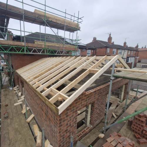 Extension wooden roof frame