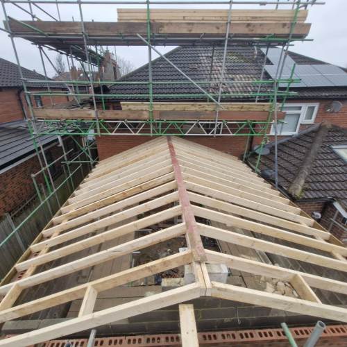 Extension wooden roof frame