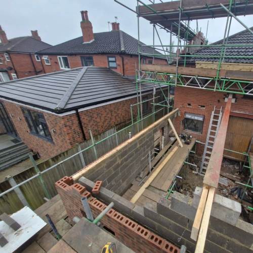 Extension wooden roof frame