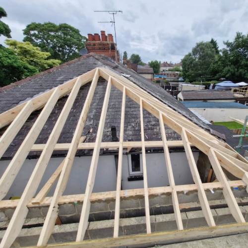 Extension wooden roof frame