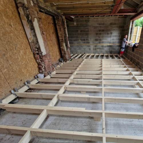 Extension wooden floor frame