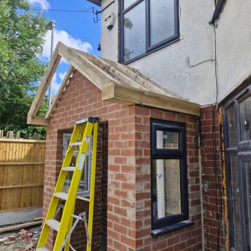 Extension wooden roof frame