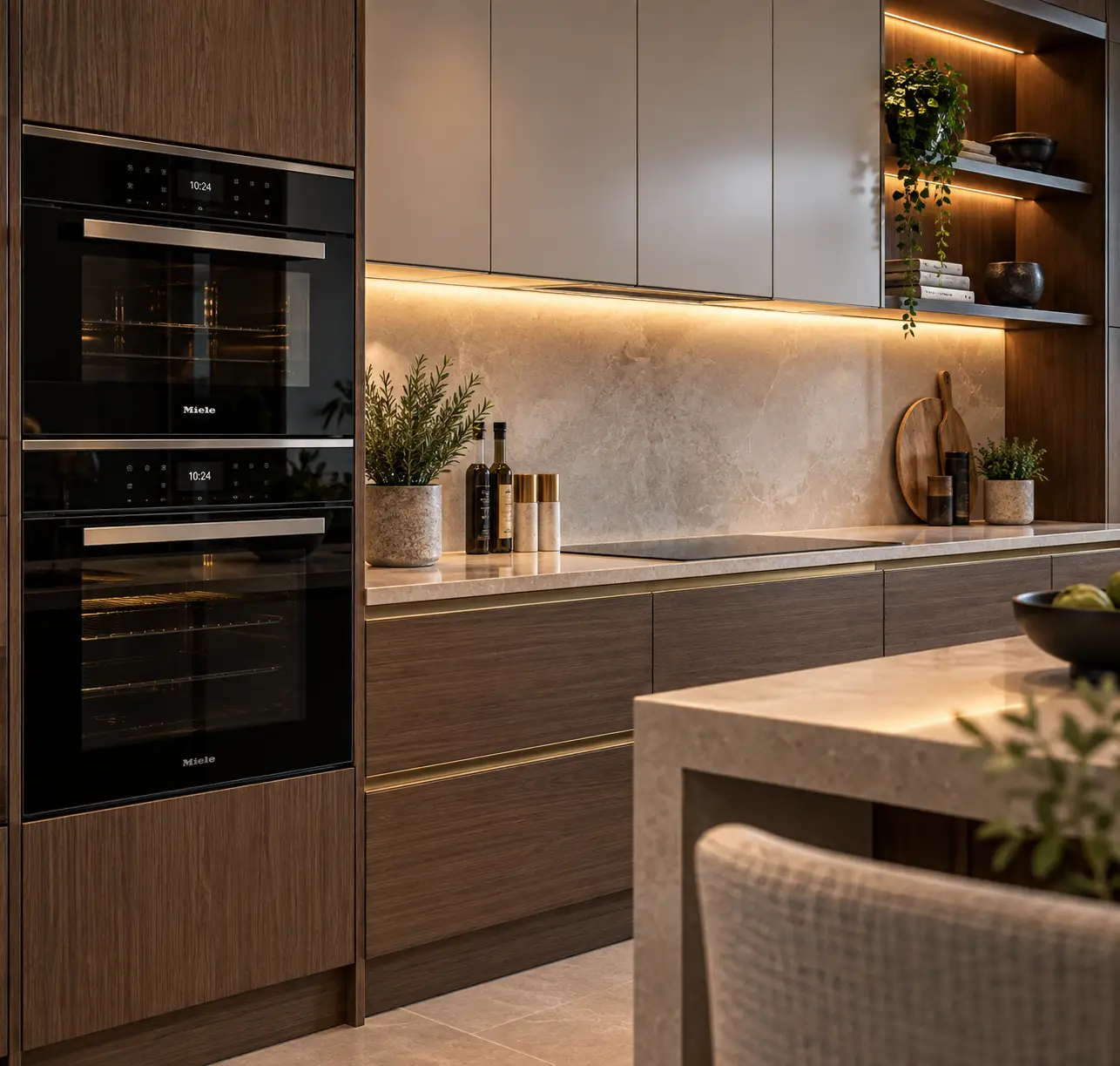 Integrated kitchen appliances with precision-fitted cabinetry, panels and finishing details in Leeds Kitchen Installation in Leeds kitchen fitters Leeds