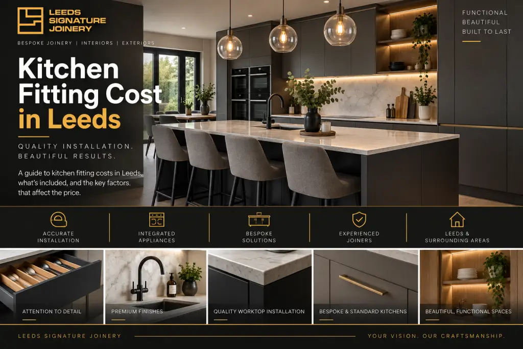 Modern fitted kitchen with island, integrated appliances and bespoke cabinetry